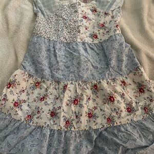 Gymboree Blue and White Floral Patchwork Dress